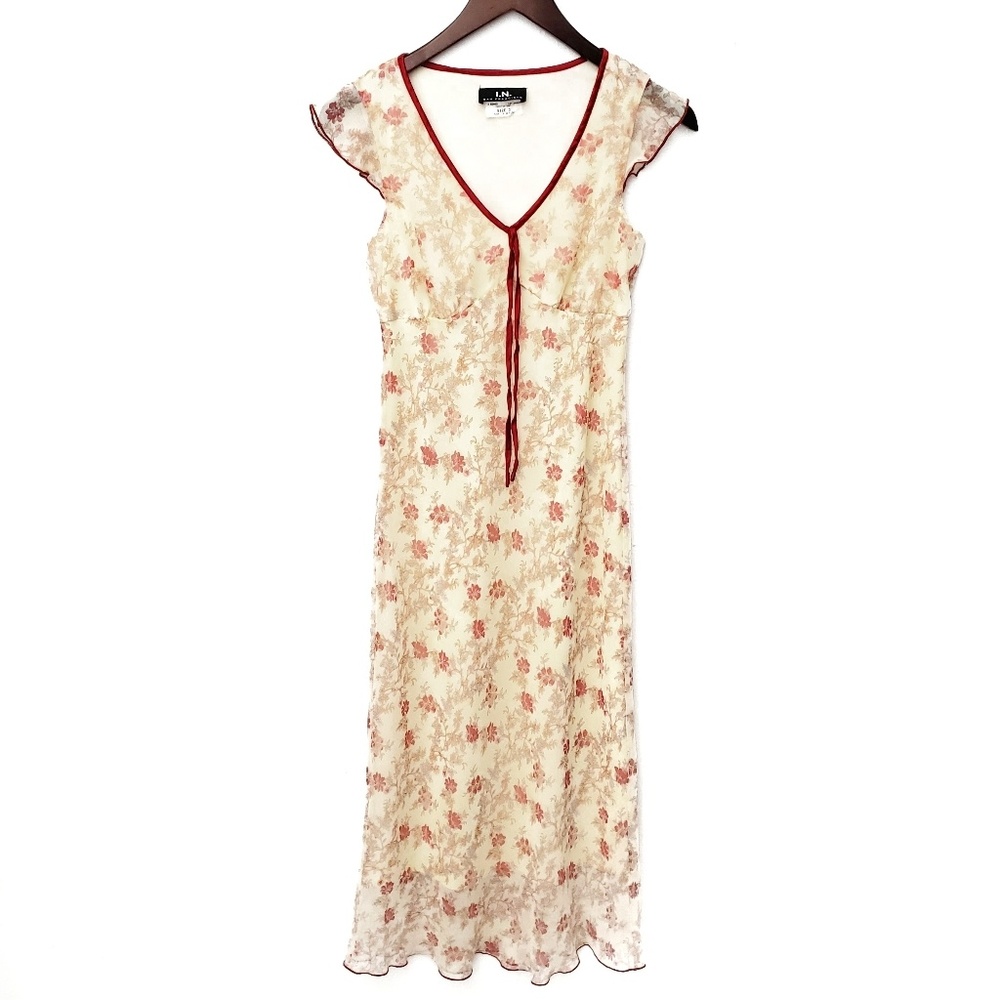 Sleeveless floral print | Polyester midi